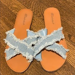 Frayed denim sandals